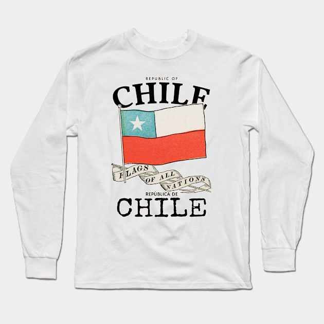 Vintage Chile Country Flag Long Sleeve T-Shirt by KewaleeTee